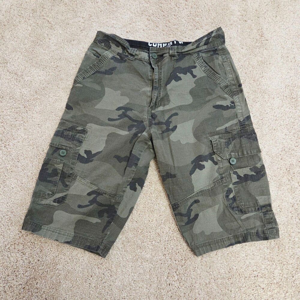 Company 81 Camo Cargo Shorts Mens 34 Green Ripstop Flat Front Stretch Military
